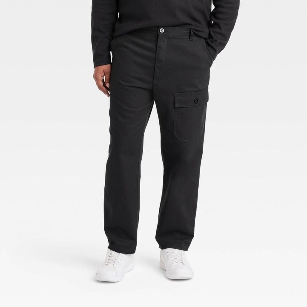Adult Relaxed Cargo Pants - Black L Midweight Cotton Twill 30" Inseam